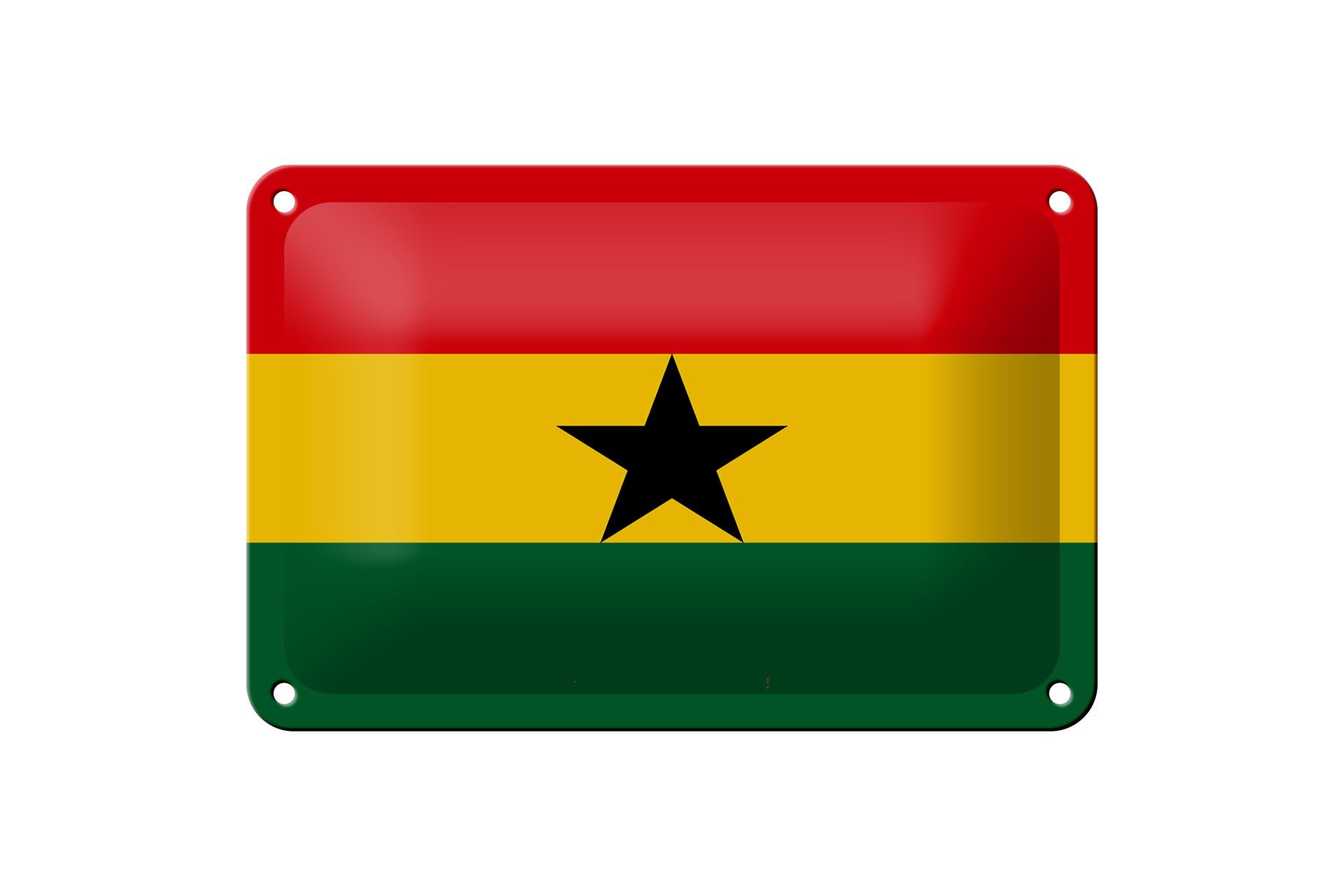 Femer GmbH Metallschild Flagge Ghanas 18x12cm Flag of Ghana, (1 St), gewölbte Oberfläche, abgerundete Ecken, umgeschlagene Kanten