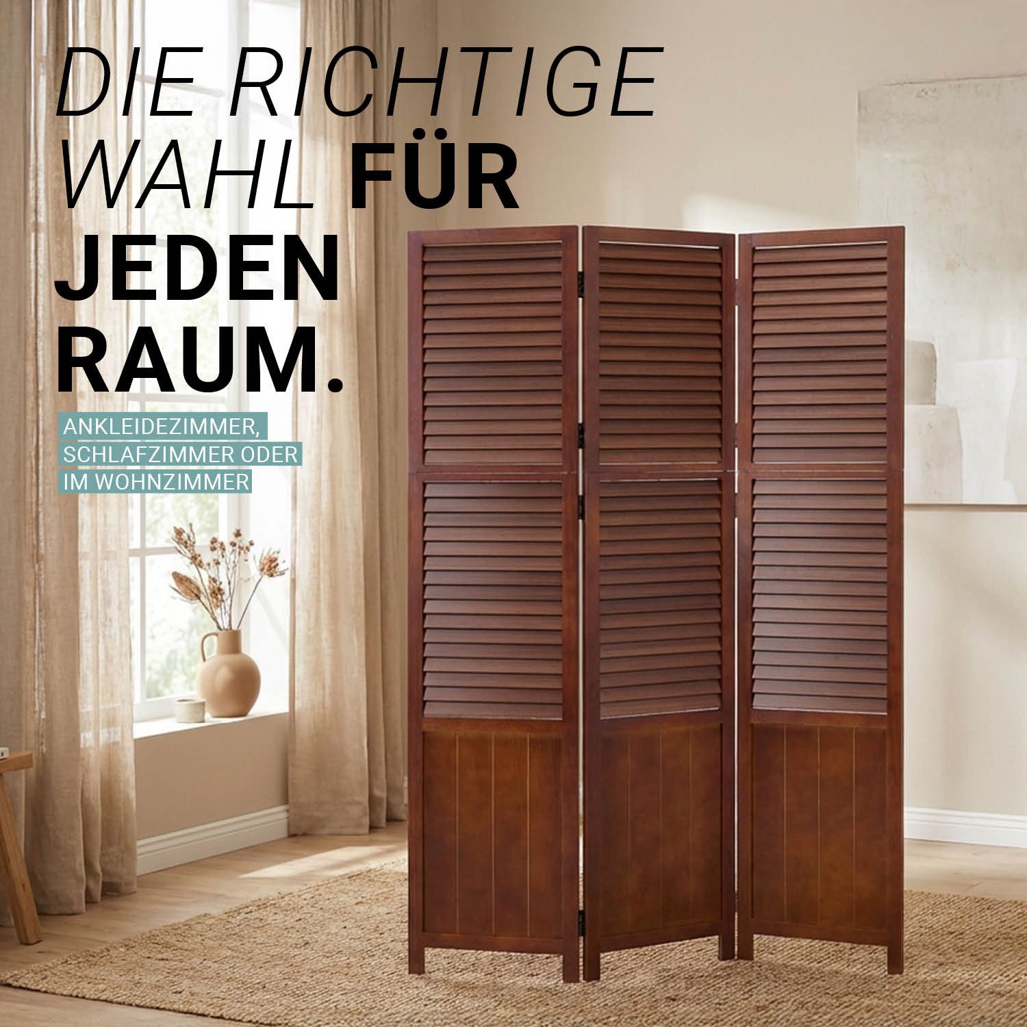 Homestyle4u Paravent Raumteiler Holz Trennwand Sichtschutz Braun Indoor (3- günstig online kaufen