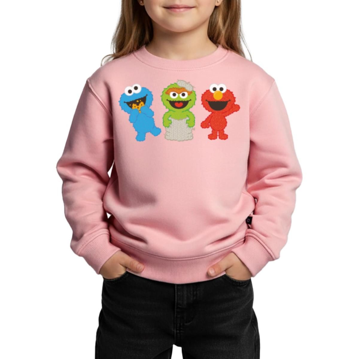 Spreadshirt Sweatshirt Sesamstraße Baby Krümelmonster, Oscar & Elmo REGULAR FIT Kinder/Teenag (1-tlg)