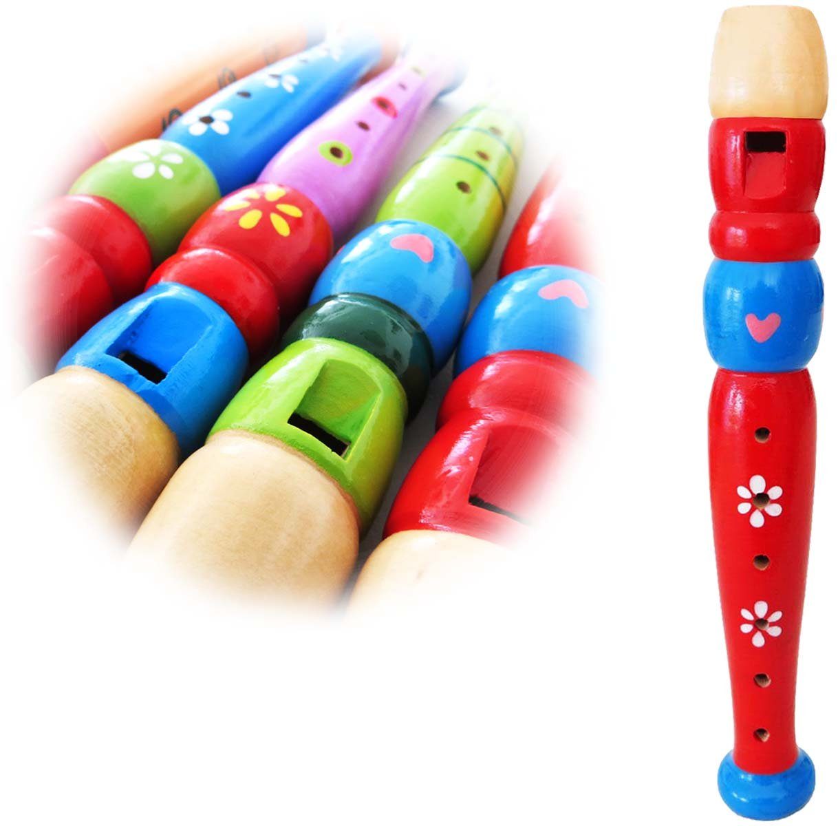keepdrum Blockflöte keepdrum KFL1RD Flöte aus Holz für Kinder Rot