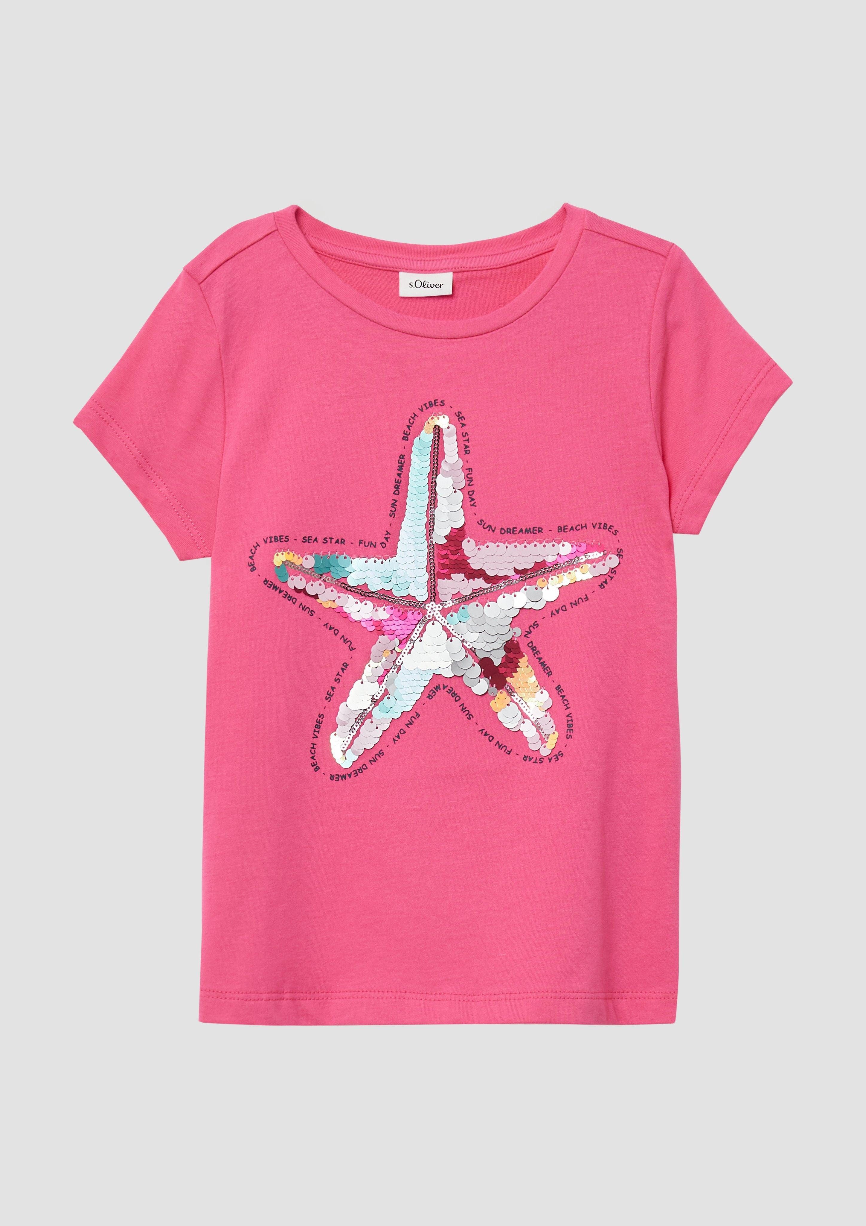s.Oliver Kurzarmshirt T-Shirt im A-Shape mit Wendepailletten Wendepailletten