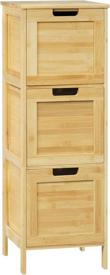EUGAD Badkommode (1 St), Badezimmerschrank schmal, mit 3 Schubladen, aus Bambus