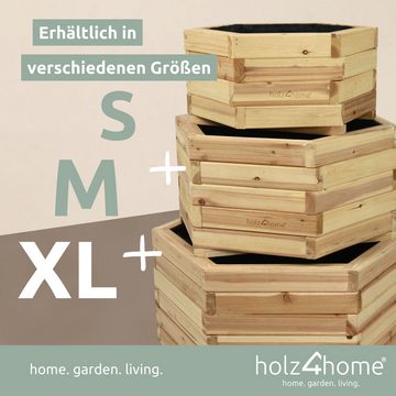 holz4home Pflanzkübel Outdoor XL I 6-Eckig aus Tannenholz I Blumentopf Terrasse aus Holz