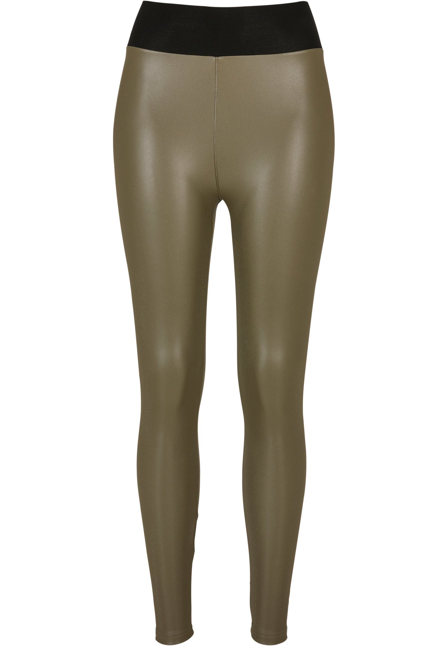URBAN CLASSICS Leggings Damen Waist Ladies Leggings Faux High (1-tlg) olive Leather