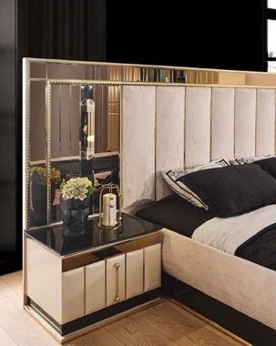 JVmoebel Schlafzimmer-Set Bett Nachttisch Kleiderschrank 4 tlg Set Design Modern Luxus Betten
