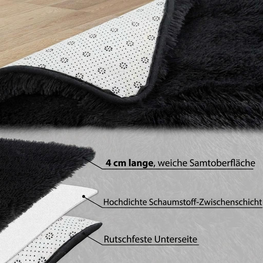 GarveeMore Teppich Langflor-Teppich ultraweicher Hochflor-Teppich Moderner Designteppich, rechteckig, Flauschiger, robuster und rutschfester Läufer Waschbar, pflegeleicht