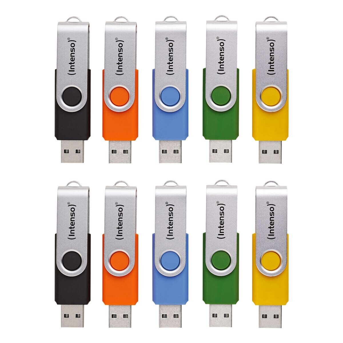 Intenso Basic Line USB-Stick (Lesegeschwindigkeit 28 MB/s, mit Drehmechanismus & Befestigungsöse)
