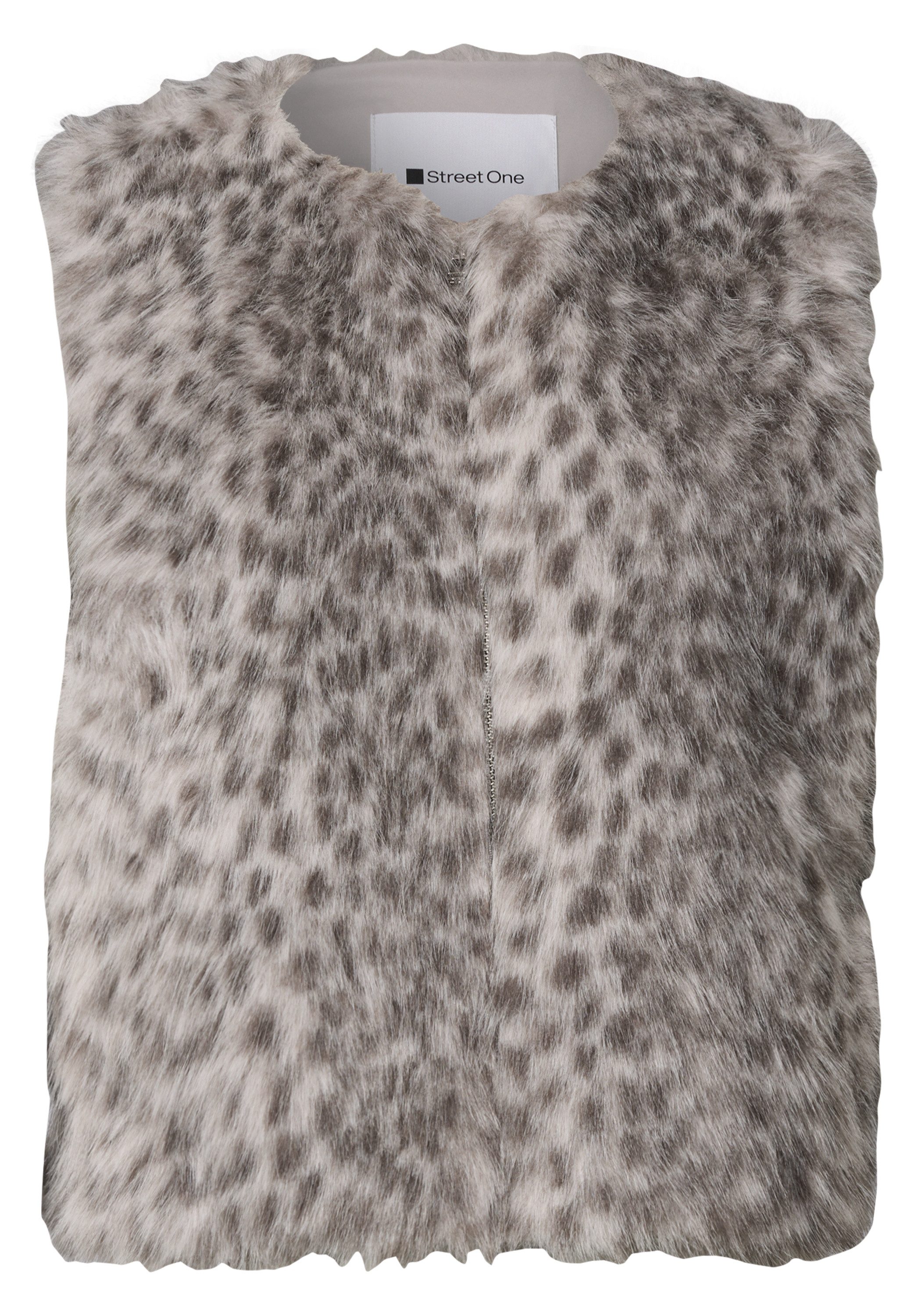 STREET ONE Fellimitatweste mit Zipper, Animalmuster