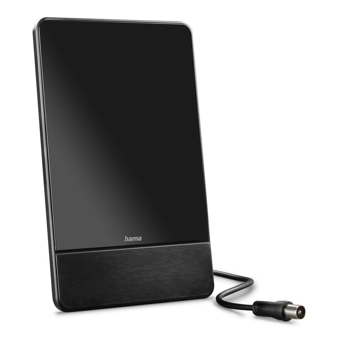 Hama Aktive Zimmerantenne schwarz für DAB+, DAB, DVB-T2, UKW energiesparend Innenantenne (DAB, DAB+, DVB-T2, UKW, für Innenbereich), LED, störungsfreier Empfang, automatischer Verstärker, TV, Radio