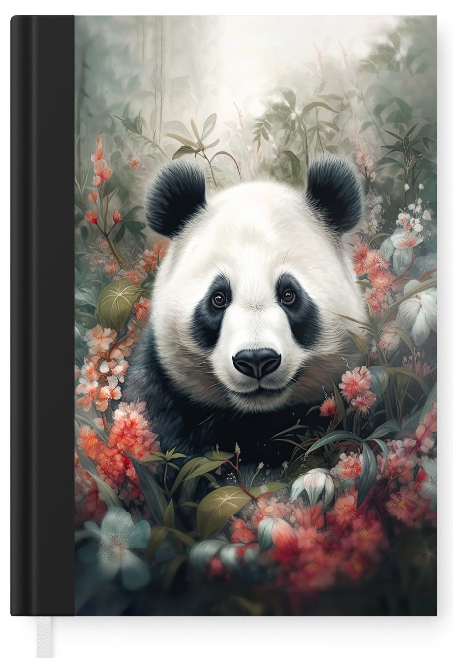 Wildtiere A5, Notizheft, Merkzettel, Blumen Natur, Haushaltsbuch - MuchoWow 98 Notizbuch - Journal, - Panda Seiten, Tagebuch,