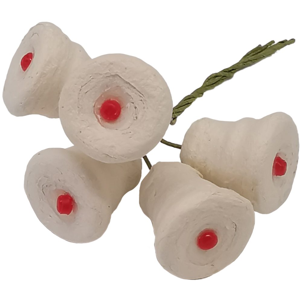 Schatzhauser Christbaumschmuck Glocke, 5er Set Watteglocken Ø2cmx2cm (5-tlg), handgedreht