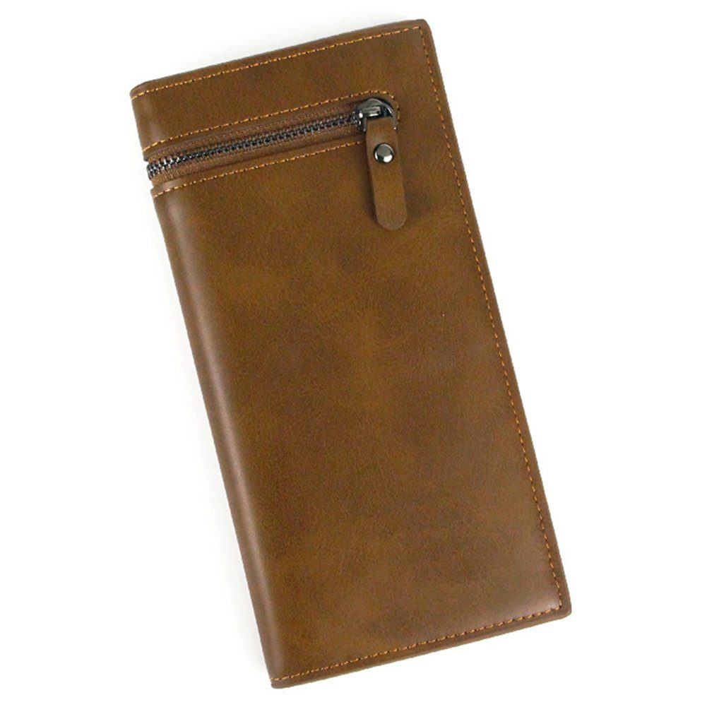 Blusmart Geldbörse Lange Herrenbrieftasche Mit Reißverschluss, Leichte Tragbare light brown