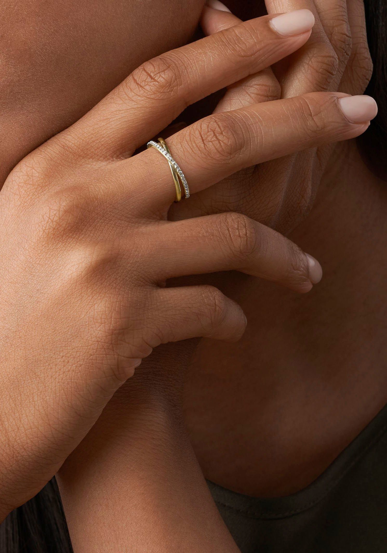 Fossil Fingerring Schmuck Geschenk Edelstahl Ring ALL STACKED UP, Mit Zirkonia (synth)