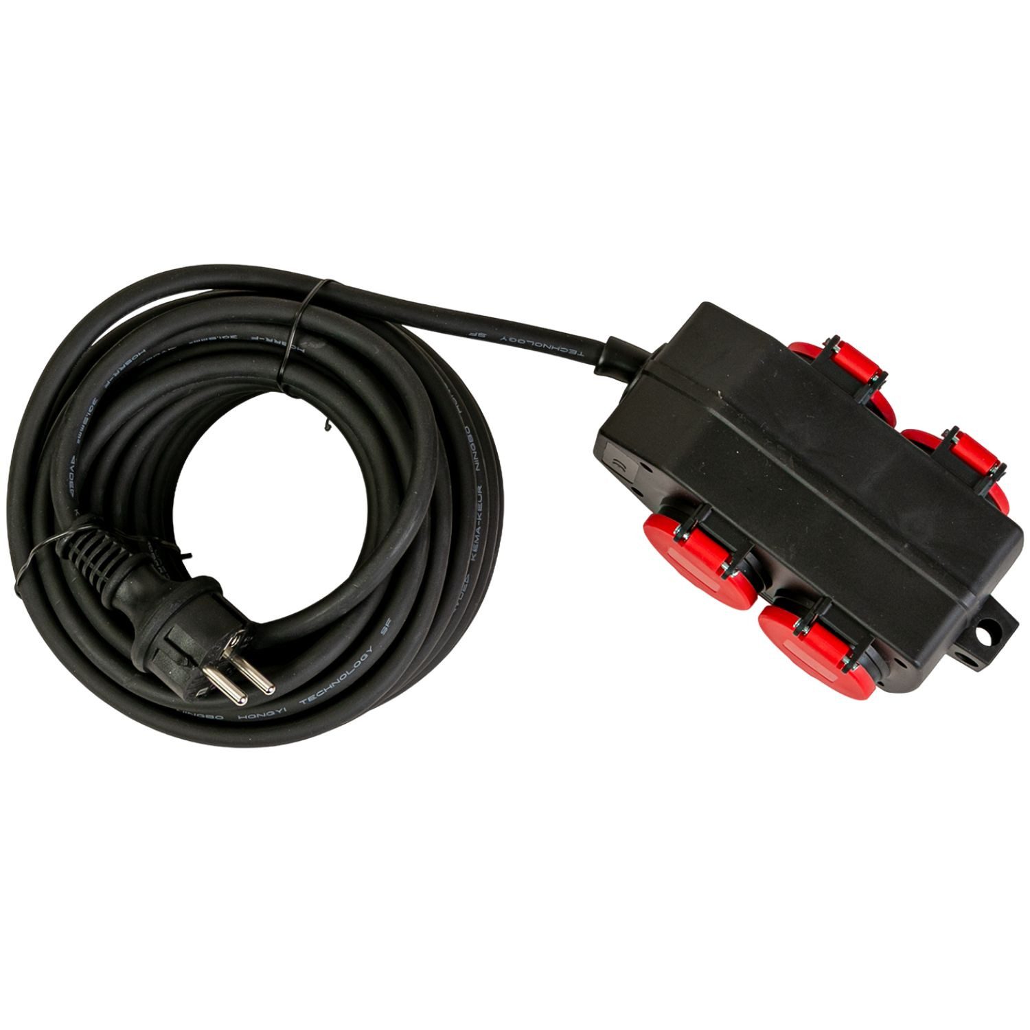 UNITEC Mehrfachstecker Garten-Steckdose 4-fach IP44 10m Steckdosenverteiler 4-fach (Klappdeckel, 10m Kabel, IP44 spritzwassergeschützt, Öse für Aufhängung, Schutzkontaktstecker, Kabellänge 10 m), Stromverteiler Block Verteilersteckdose Haken Garten Outdoor Werkstatt