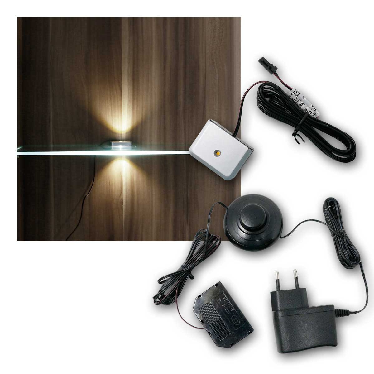 world-trading-net LED Glaskantenbeleuchtung 1er SET Clip-3D silber Glasbodenbeleuchtung, nw, neutralweiß