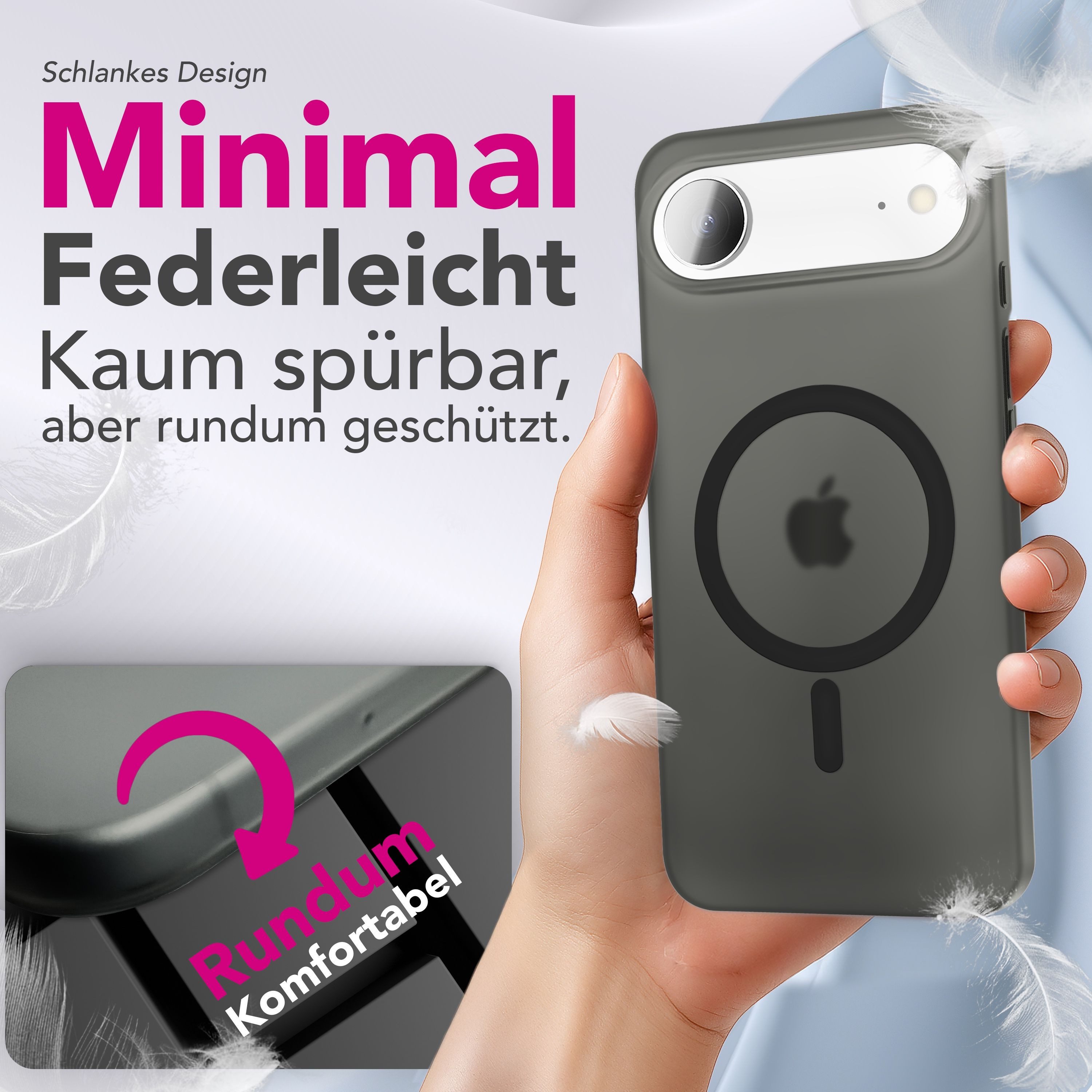 Nalia Smartphone-Hülle Apple iPhone 17 Air 16,5 cm (6,5 Zoll), MagSafe Hülle / Extrem Dünn 0,3mm / Semi-Transparent / Fein Mattiert – Bild 2 von 5