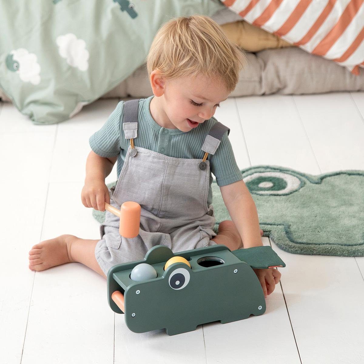 Done by Deer Klopfbank Klopfspiel Croco Hammerspiel Kugeln Holzspielzeug Lernspiel