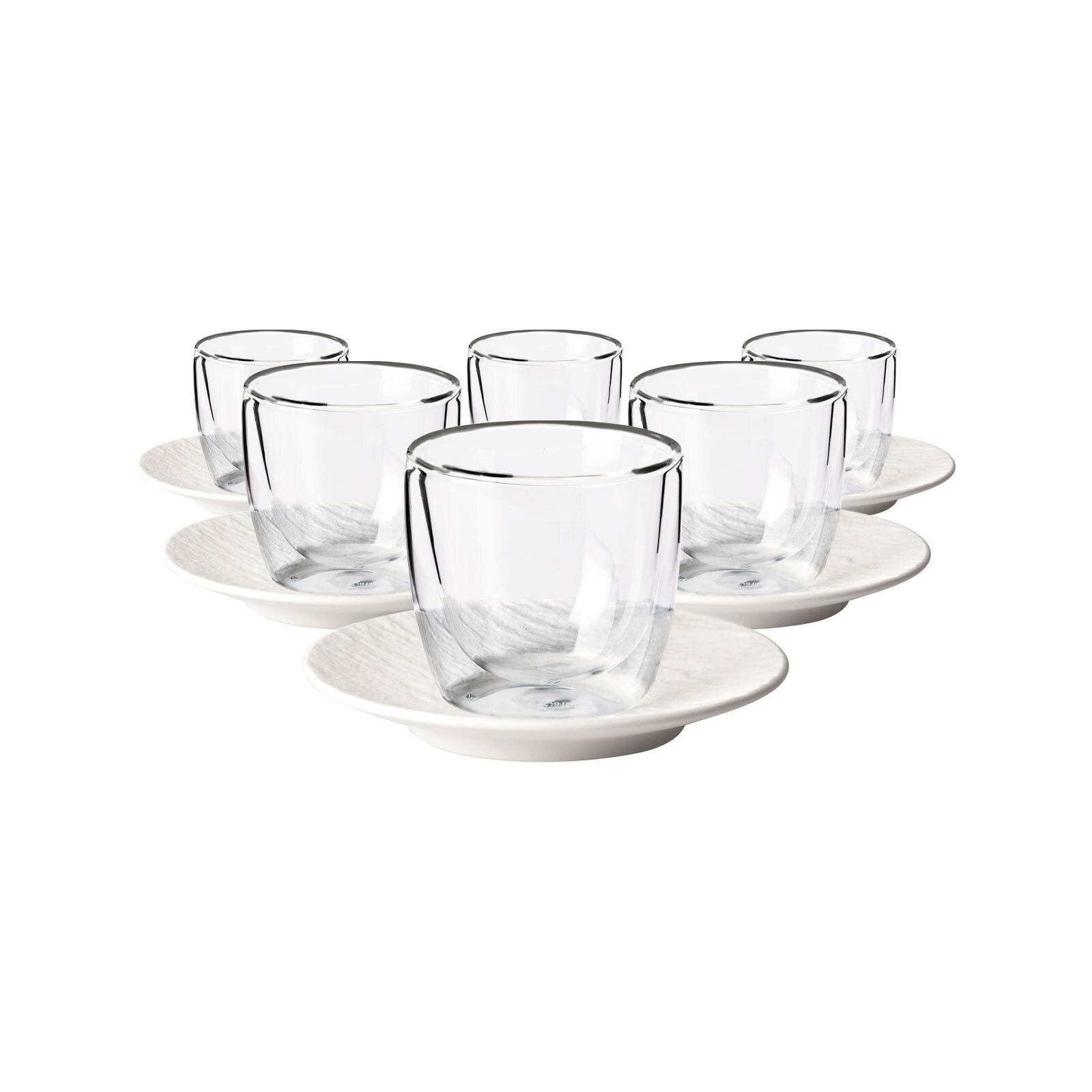 Villeroy & Boch Thermoglas Manufacture Rock Espressogläser mit Untertassen, 12-tlg., Material-Mix