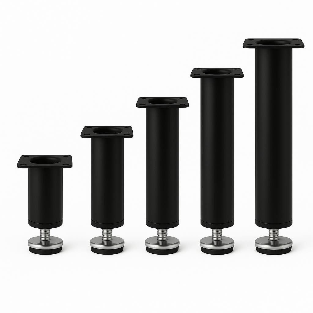 HOOZ Möbelfuß Möbelfüße 4er Set Schwarz Matt – Höhenverstellbar Ø28 mm Edelstahl, (Set, 4-St., 12 cm), in 4 verschiedenen Größen