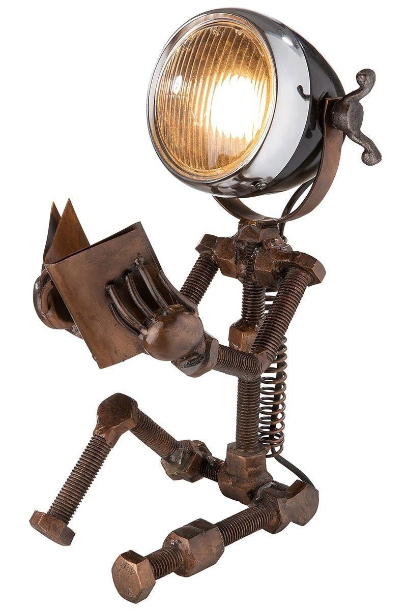 GILDE Dekoobjekt Metall Lampe READING sitzend kupferfarben Handgefertigt Höhe 38cm Deko