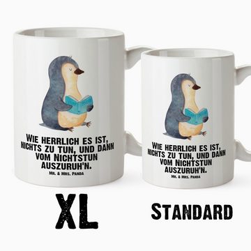 Mr. & Mrs. Panda Tasse Pinguin Lachen - Weiß - Geschenk, XL Tasse, XL Teetasse, Pinguine, ha, XL Tasse Keramik, Einzigartiges Design