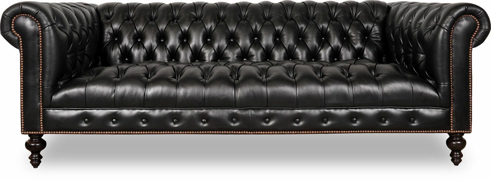 JVmoebel Chesterfield-Sofa Hochwertige Leder Sofa Chesterfield Schwarz 100% Leder Sofort, Made in Europa