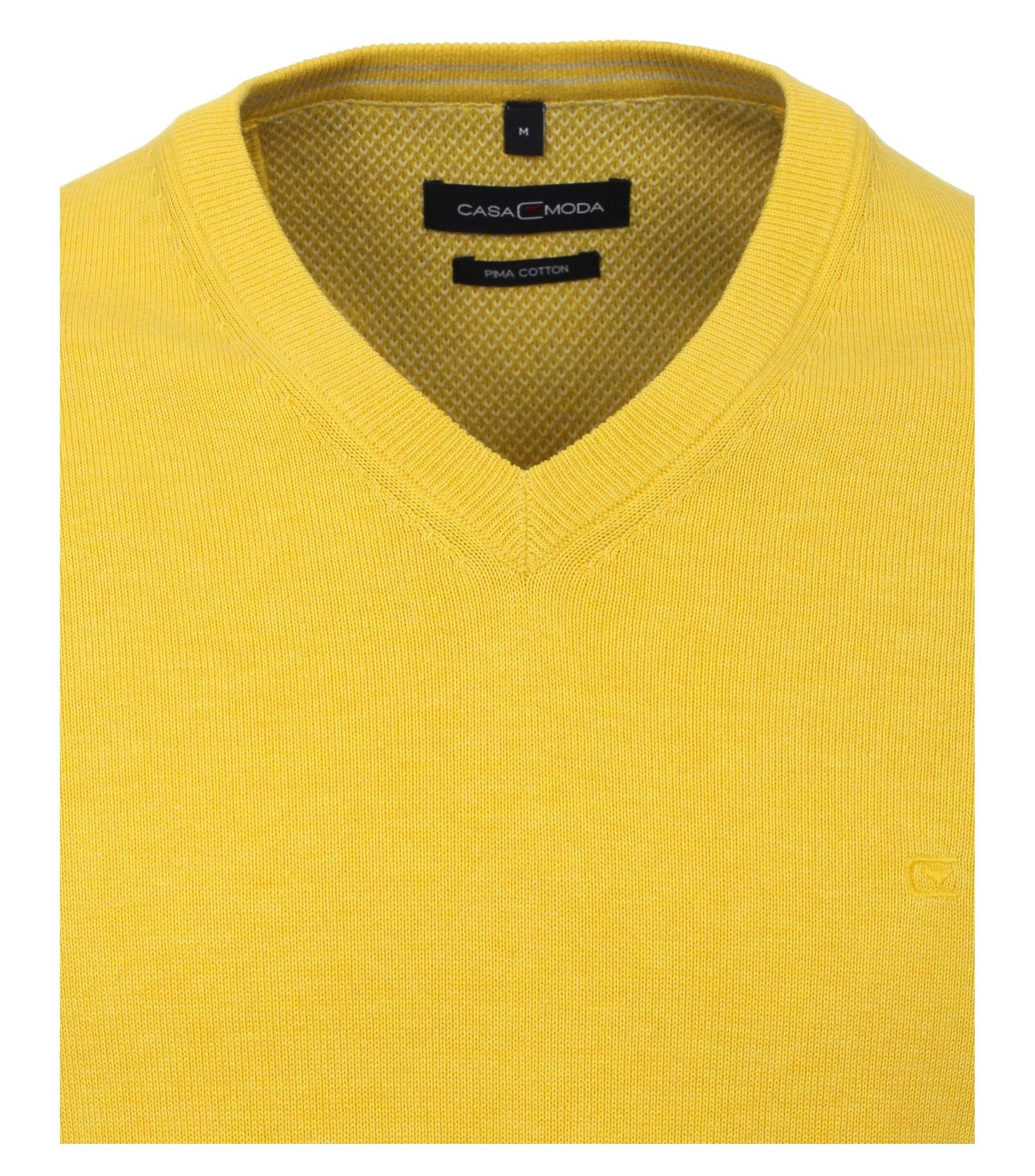 (536) 004430 CASAMODA V-Ausschnitt-Pullover gelb PIMA-Baumwolle