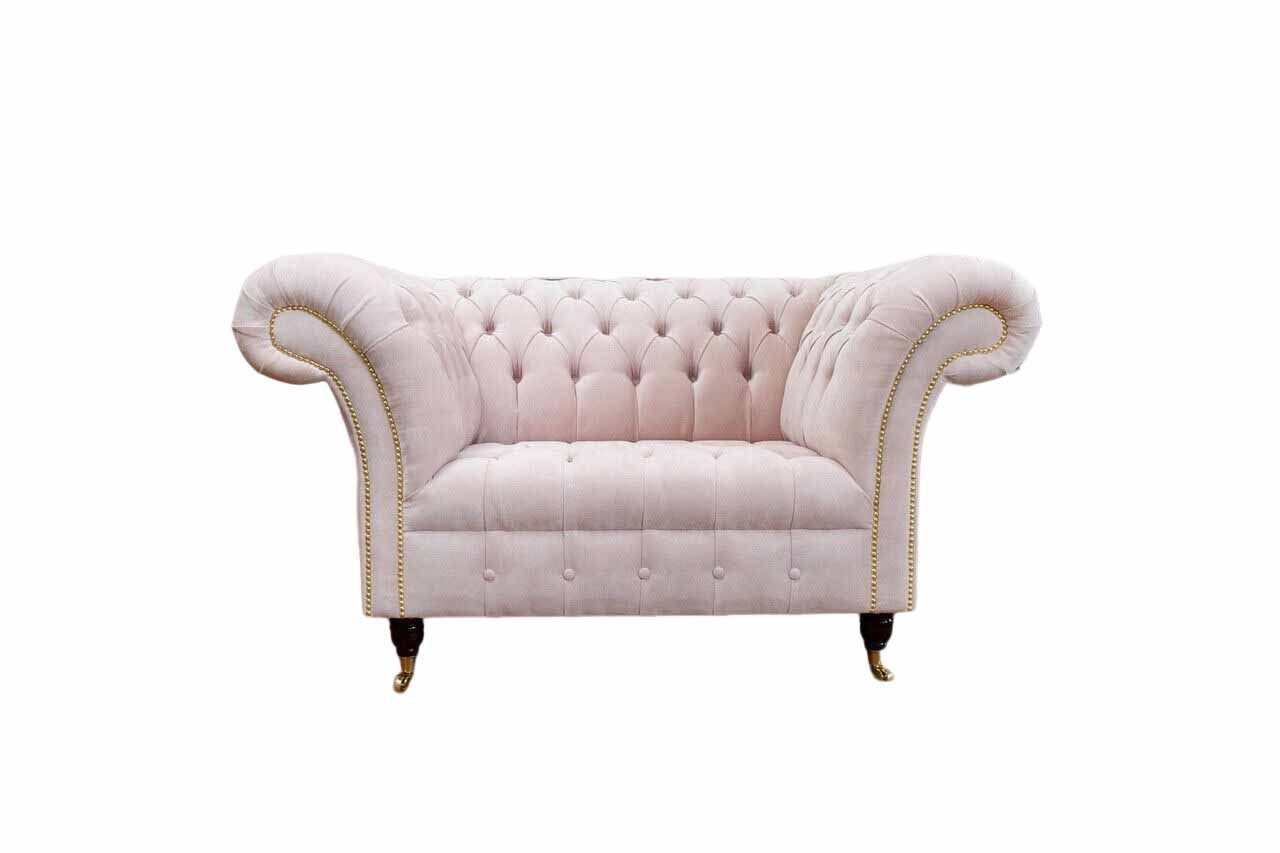 Xlmoebel Chesterfield-Sessel Rosa Polstersessel 1-Sitzer Sofa Textil Couch (1-St., Rosa Polstersessel 1-Sitzer), Made in Europa