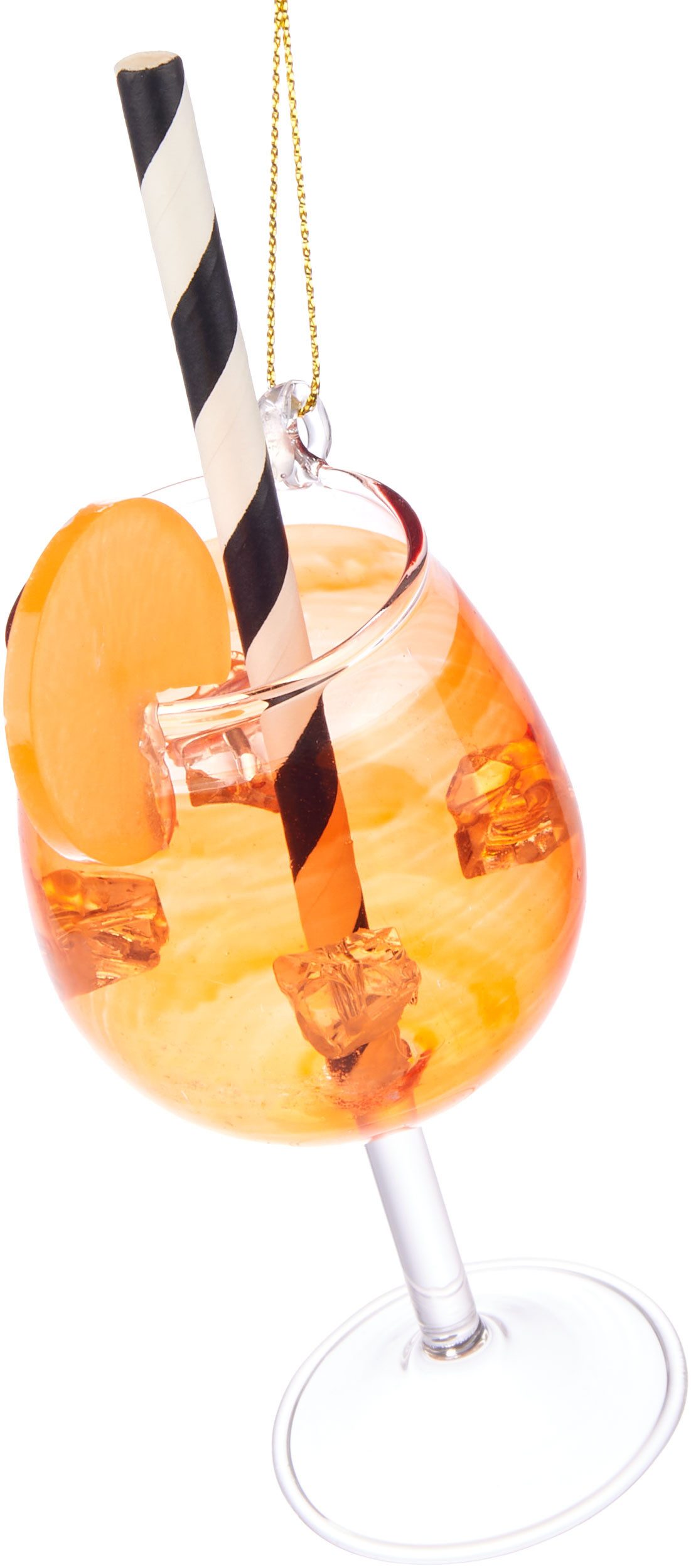 BRUBAKER Weihnachtsbaumkugel Orangen Cocktail Spritz mit Strohhalm, Eiswürfeln & Orangenscheibe (1 St), Cocktailglas Weihnachtskugel aus Glas - Handbemalte Chri – Bild 4 von 5
