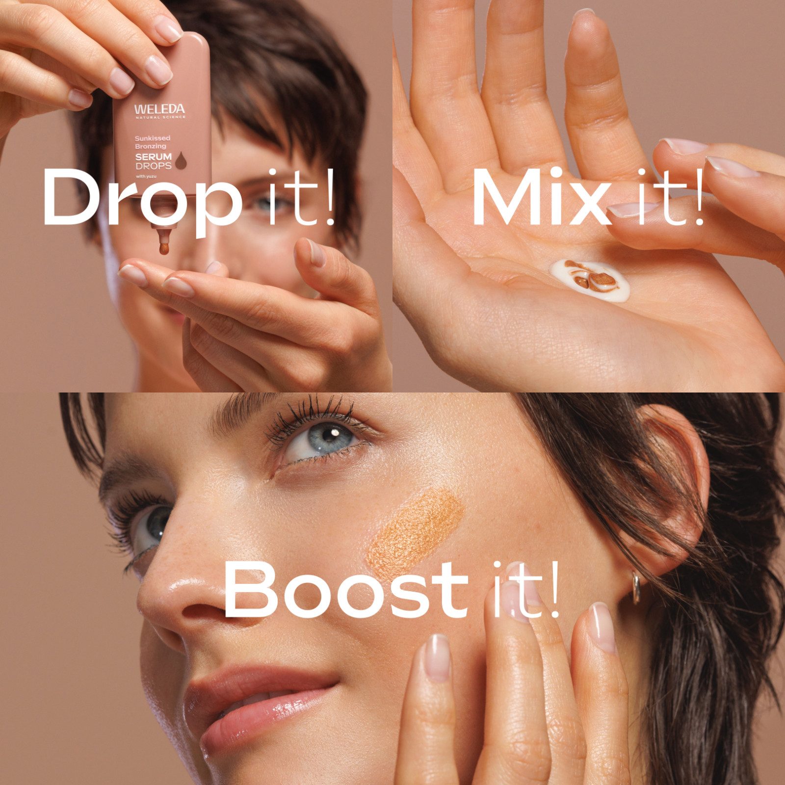 WELEDA Gesichtsserum SUNKISSED BRONZING SERUM DROPS, für einen sonnengeküssten Glow & Feuchtigkeit – ganz ohne Sonne