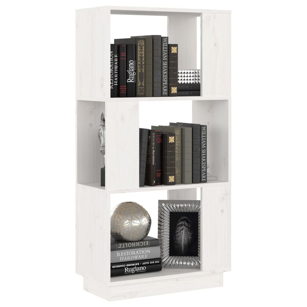 Bücherregal/Raumteiler Kiefer Massivholz Bücherregal 51x25x101 cm Weiß furnicato