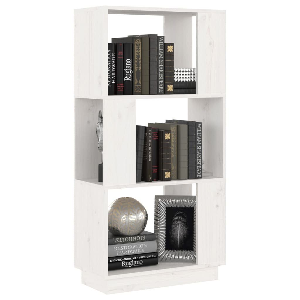 Bücherregal/Raumteiler Weiß Kiefer Massivholz Bücherregal cm furnicato 51x25x101