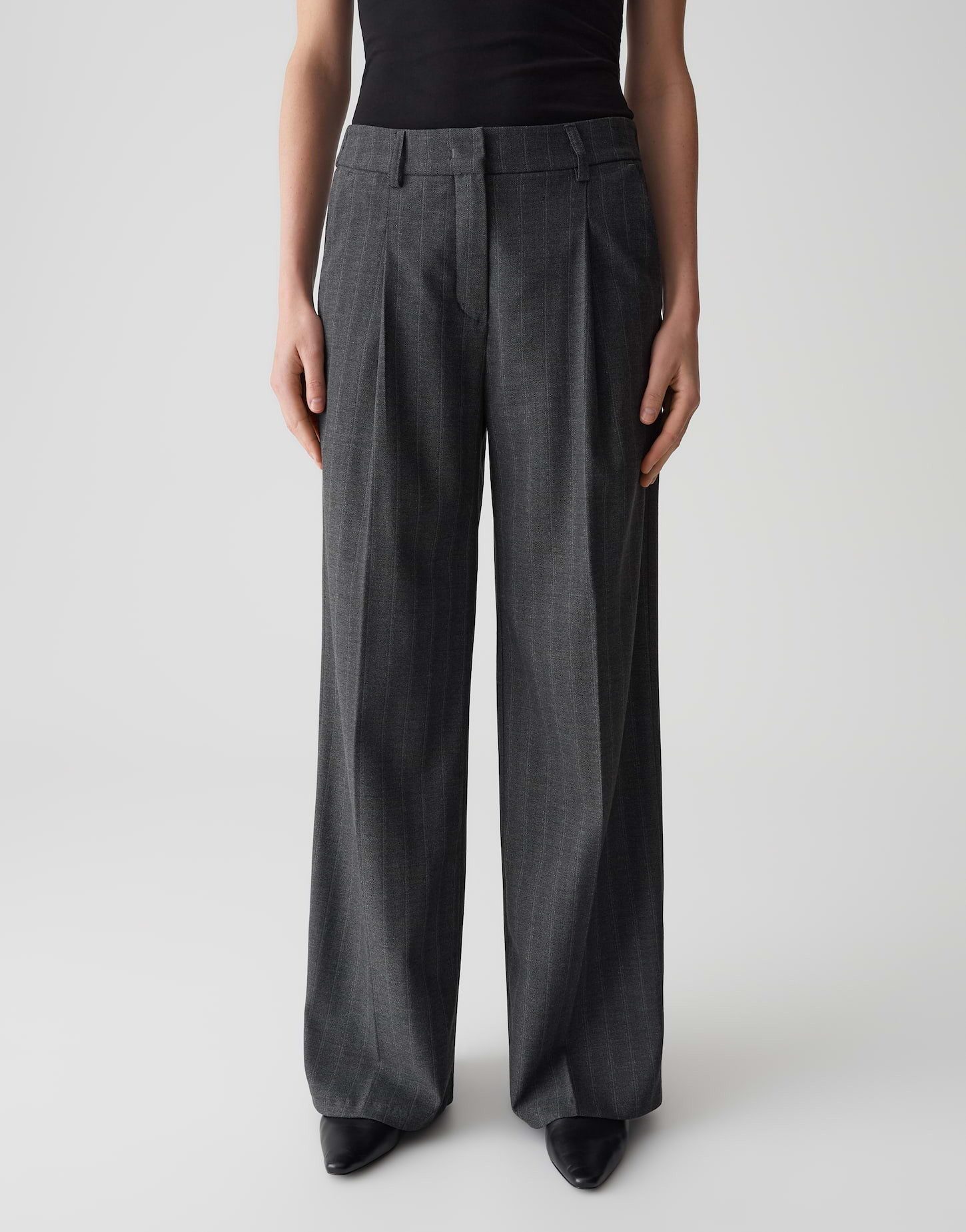 OPUS PANTS Stoffhose MOIRA BLAZE mit Nadelstreifen Mid Rise, Long, Wide Leg günstig online kaufen