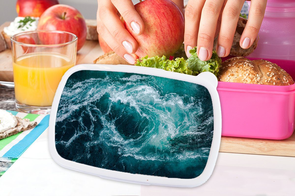 MuchoWow Lunchbox Kunststoff, - (2-tlg), Snackbox, Mädchen, Brotbox Brotdose rosa Wasser, für Norwegen Erwachsene, - Meer Kinder, Kunststoff