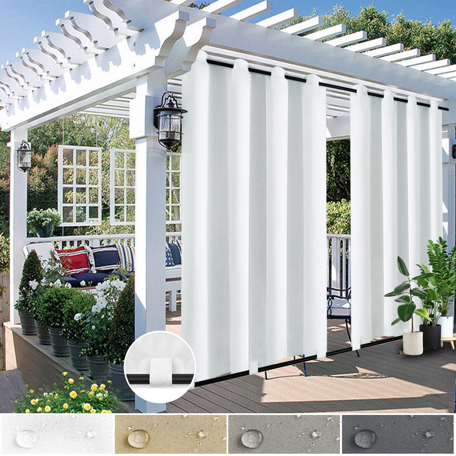Rosnek Vorhang Wasserdicht, Ösen/Rodentasche/Tap Top, für Terrasse Rasen Garten (1 St), 2er Set H×B: 213×132;243×132;274×132