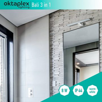 Oktaplex lighting LED Spiegelleuchte Bali 8W IP44 40cm, 640lm 8W, LED fest verbaut, warmweiß, Spiegellampe Bad / Wandlampe / LED Spiegellicht