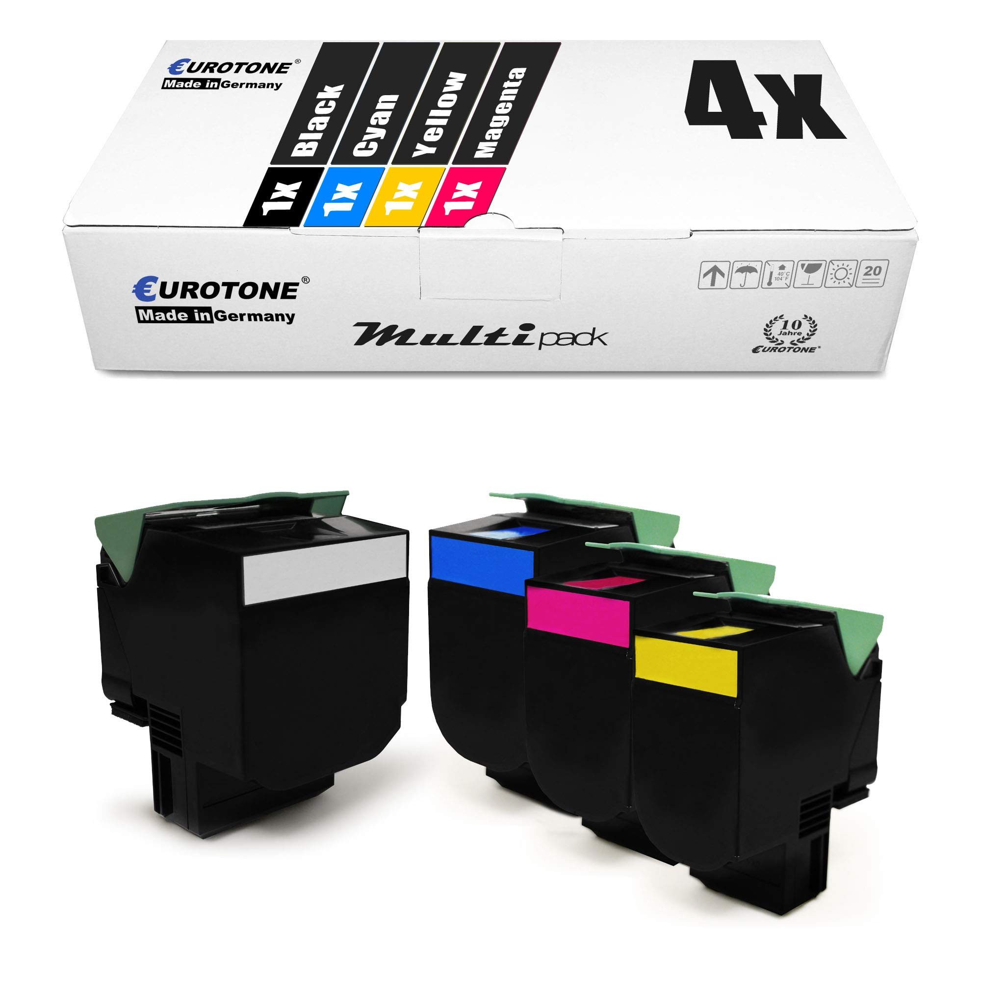 Eurotone Tonerkartusche 4X XXL Toner für Lexmark CX 310 410 510 dhe de dthe dte e DN ersetzt…, (Multipack, 4-St., 4-teiliges Set), Kompatibel, sofort einsatzbereit
