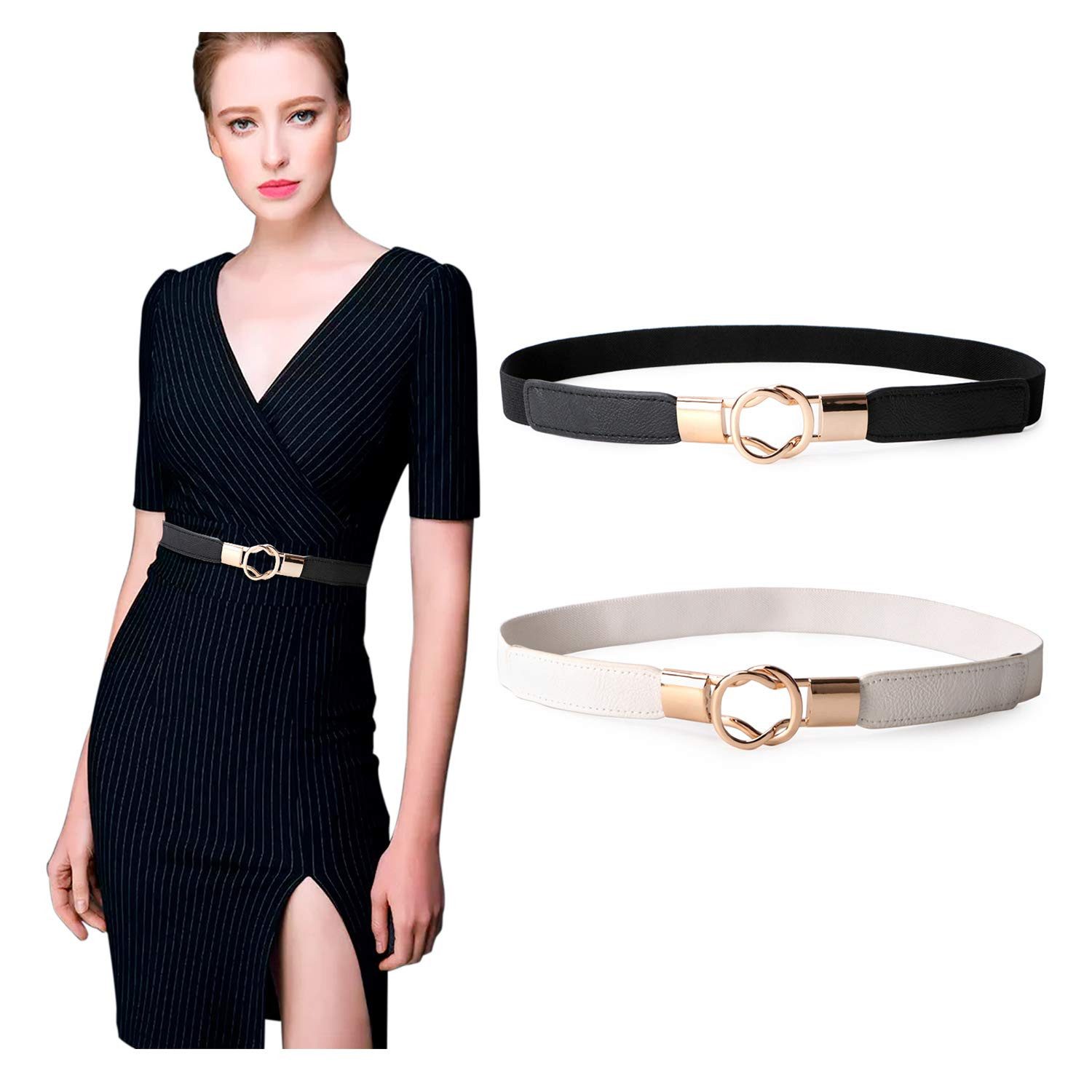 Cachito Taillengürtel Damen Taillengürtel Gürtel für Jeans Hosen Kleid Hüftgürtel Damen Elastische Taillengürtel mit Goldener Schnalle