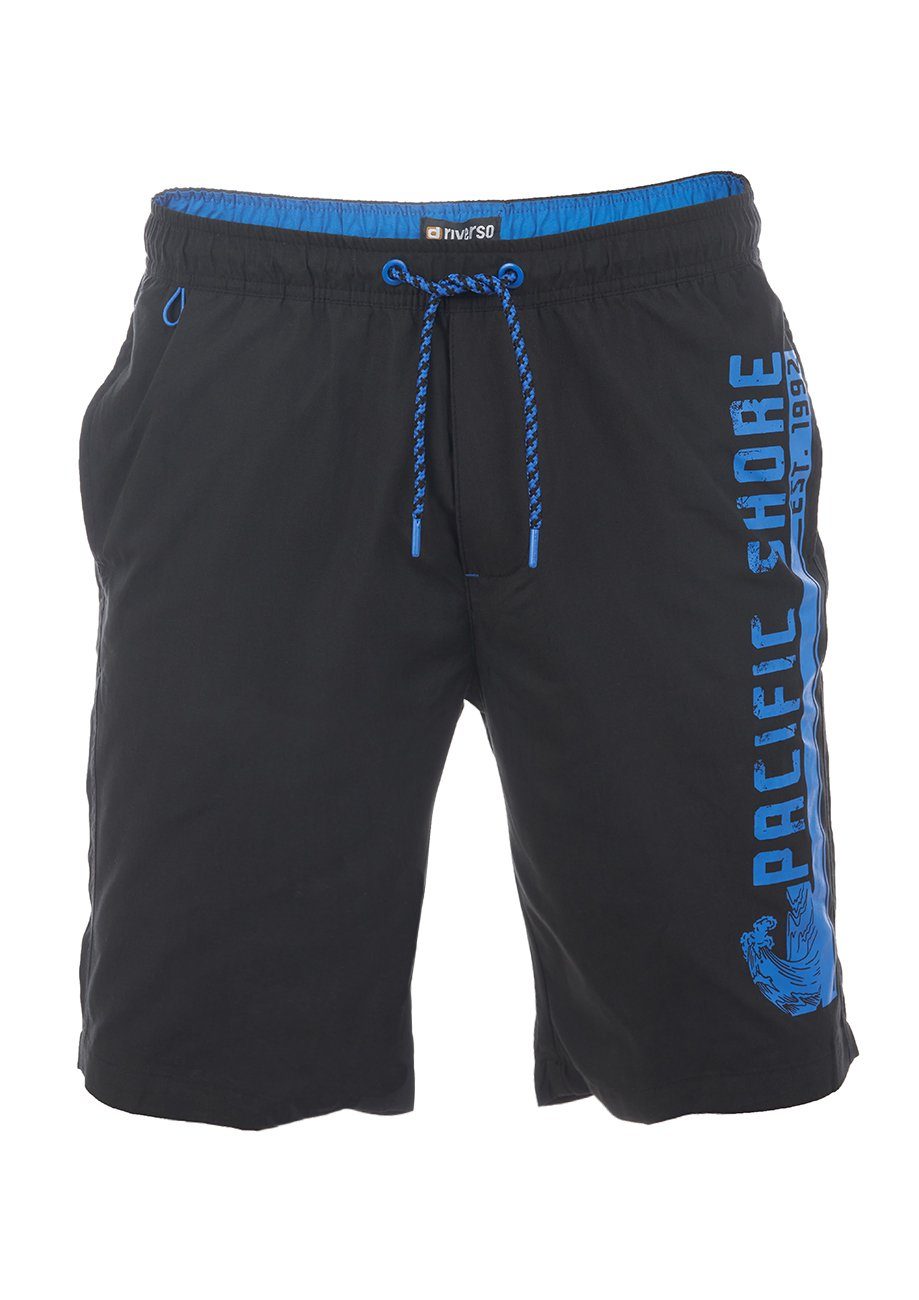 (1-St) Herren Regular - Sportshorts Badehose (64009) Kordelzug RIVJannik Blue Badeshorts riverso Black Fit mit