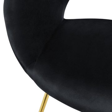 ML-DESIGN Stuhl Esszimmerstuhl aus Samt mit Metallbeine Ergonomische Sessel (1 St), Küchenstuhl Schwarz mit Gold Metallbeine 64cmx53cmx77cm