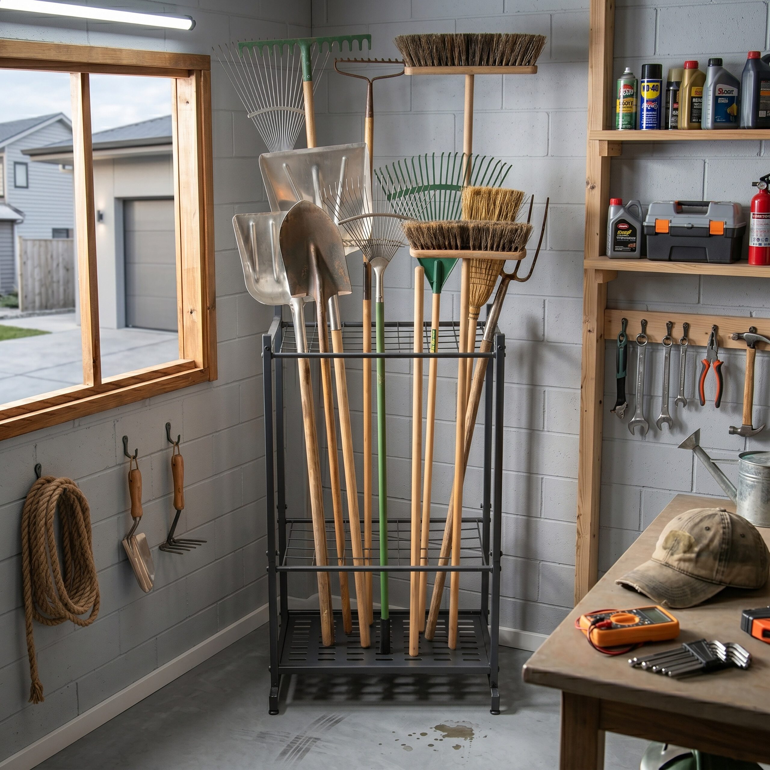 relaxdays Gartengerätehalter Gartengeräteständer für 35 Werkzeuge, (anthrazit)