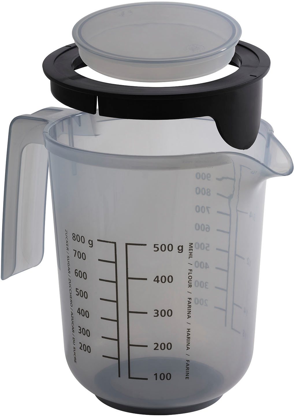 APS Rührschüssel - Rührbecher mit Deckel, inklusive Spritzschutz, Kunststoff, (1-tlg), Ø 12,5 cm, Höhe 16 cm, 1 Liter, aus Polypropylen