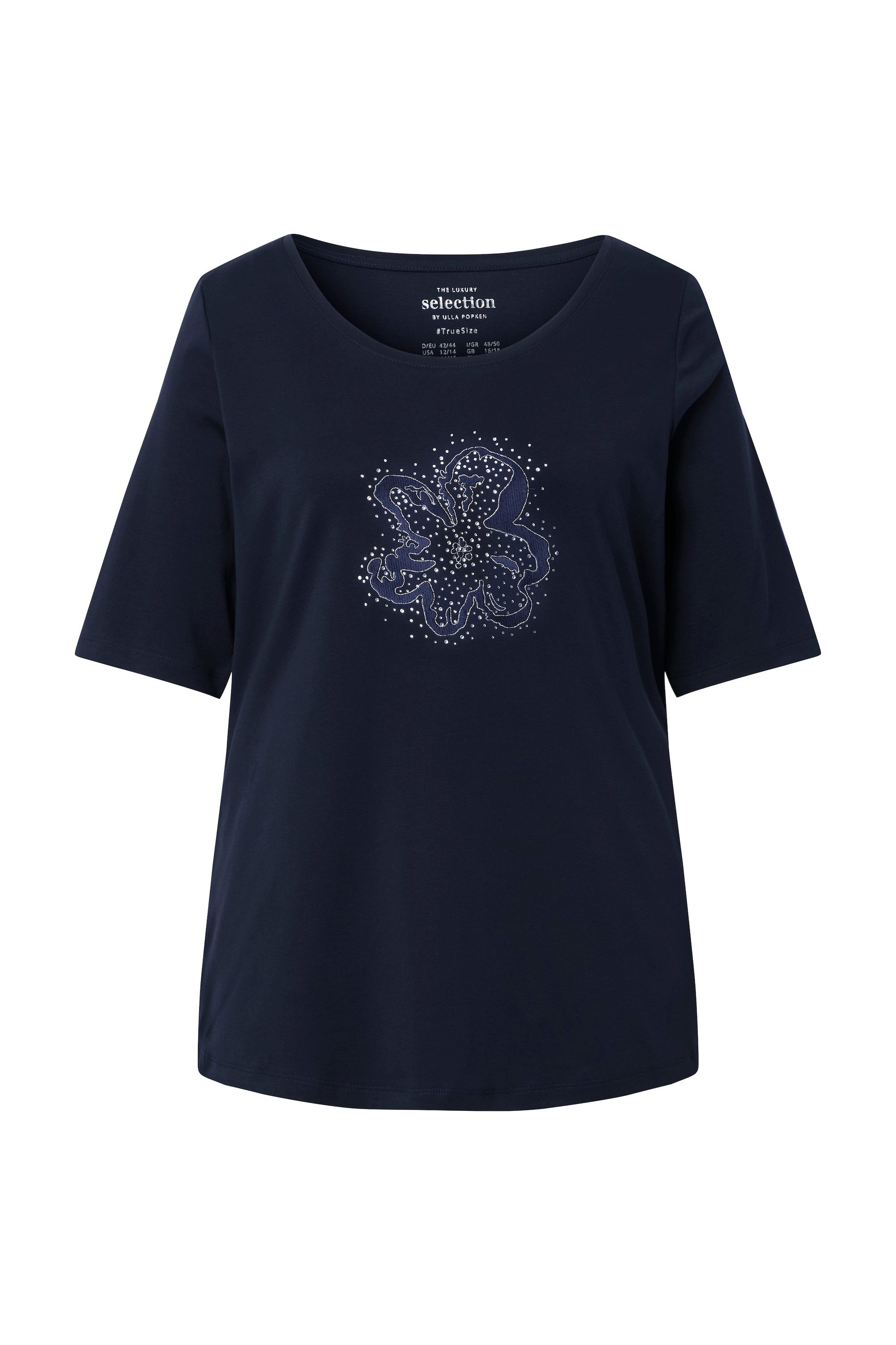 T-Shirt T-Shirt Glitzer-Stickerei Halbarm Pima Cotton