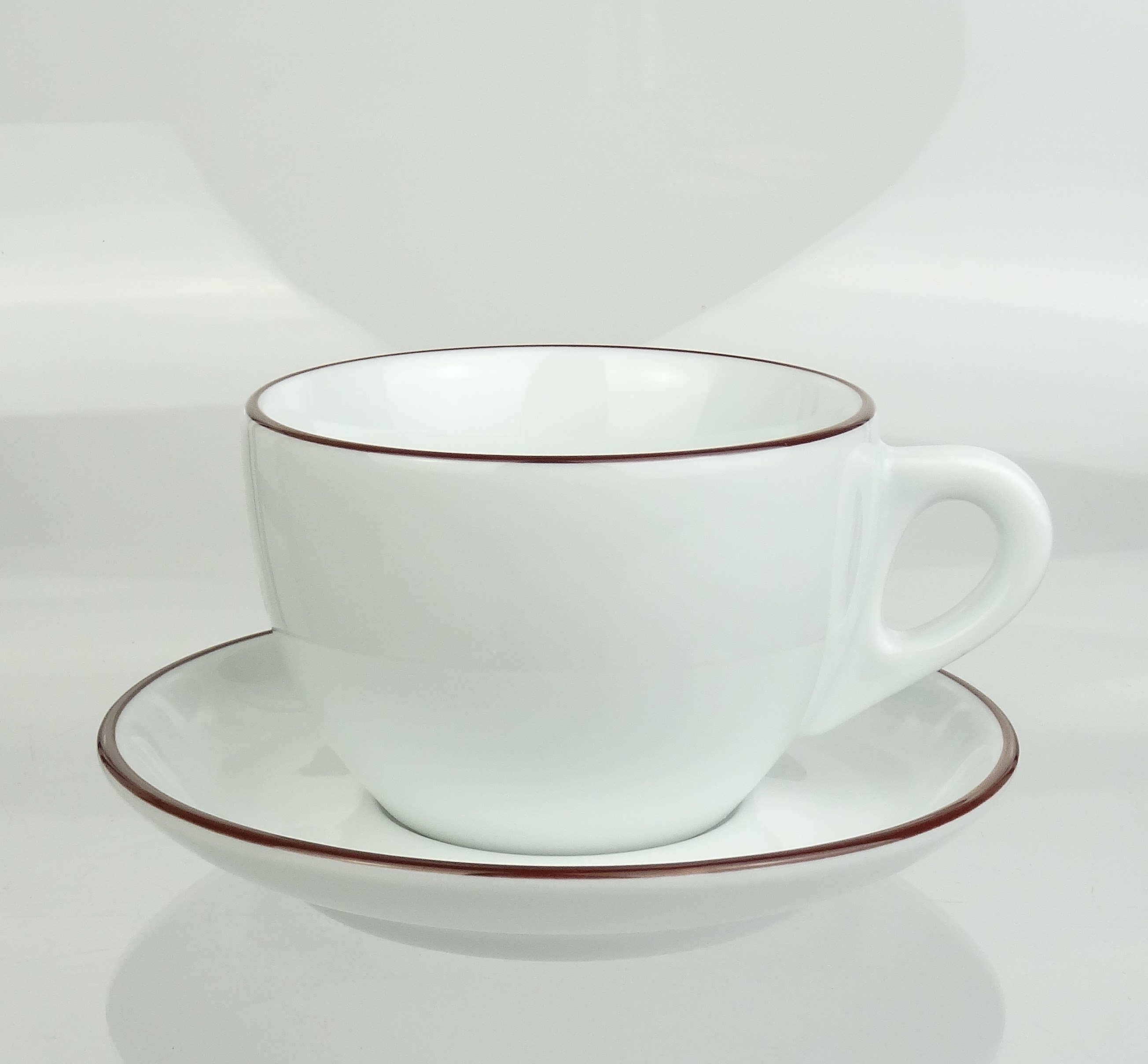 Ancap Cappuccinotasse dickwandig, brauner Rand, Made in Italy, Porzellan, 2-teilig