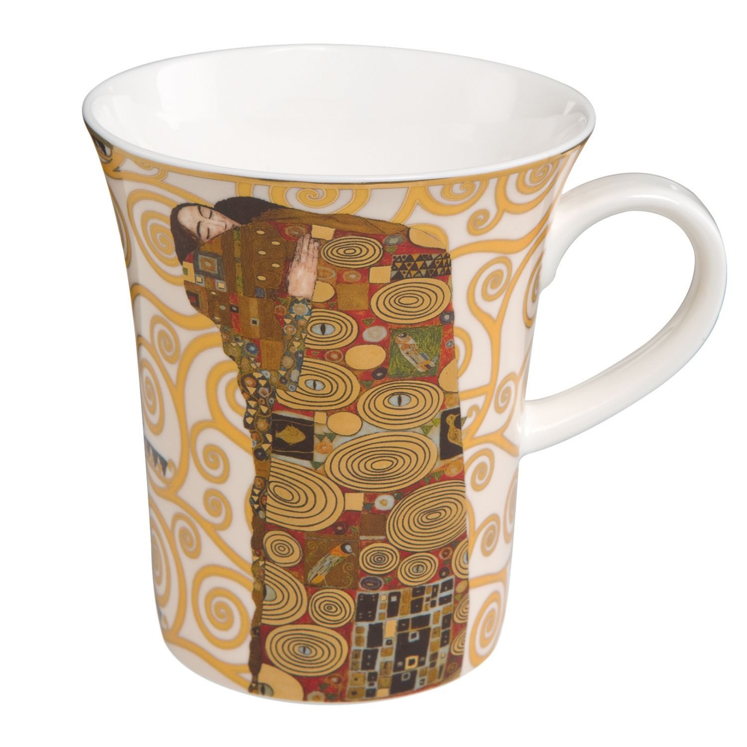 Goebel Tasse Gustav Klimt, Porzellan, Echtgolddekor, Gold, Die Erfüllung, H: 11.5cm