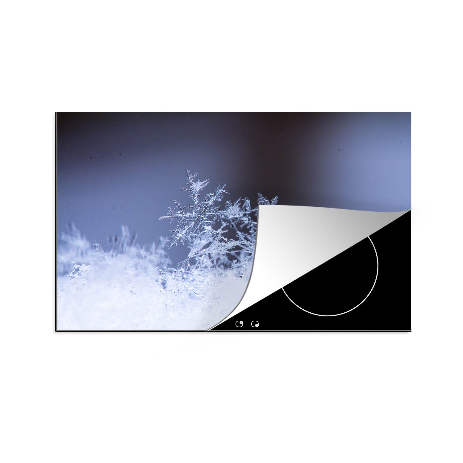 MuchoWow Herdblende-/Abdeckplatte Nahaufnahme einer gefrorenen Schneeflocke, Vinyl, (1 tlg), 81x52 cm, Induktionskochfeld Schutz für die küche, Ceranfeldabdeckung