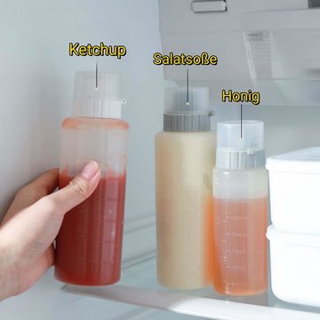 FIDDY Gewürzstreuer Sauciere-Sauce-Spender,Quetschflasche,Messflasche,Saucenflasche, (Anzug, 2-tlg), Soßenspender aus Kunststoff für Ketchup-Senf-Mayonnaise