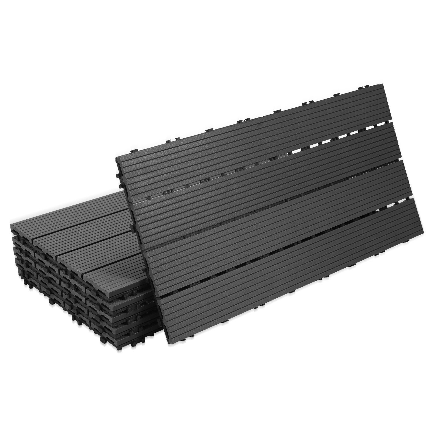 Clanmacy Holzfliesen WPC Terrassenfliesen Holzfliesen 60x30cm günstig online kaufen