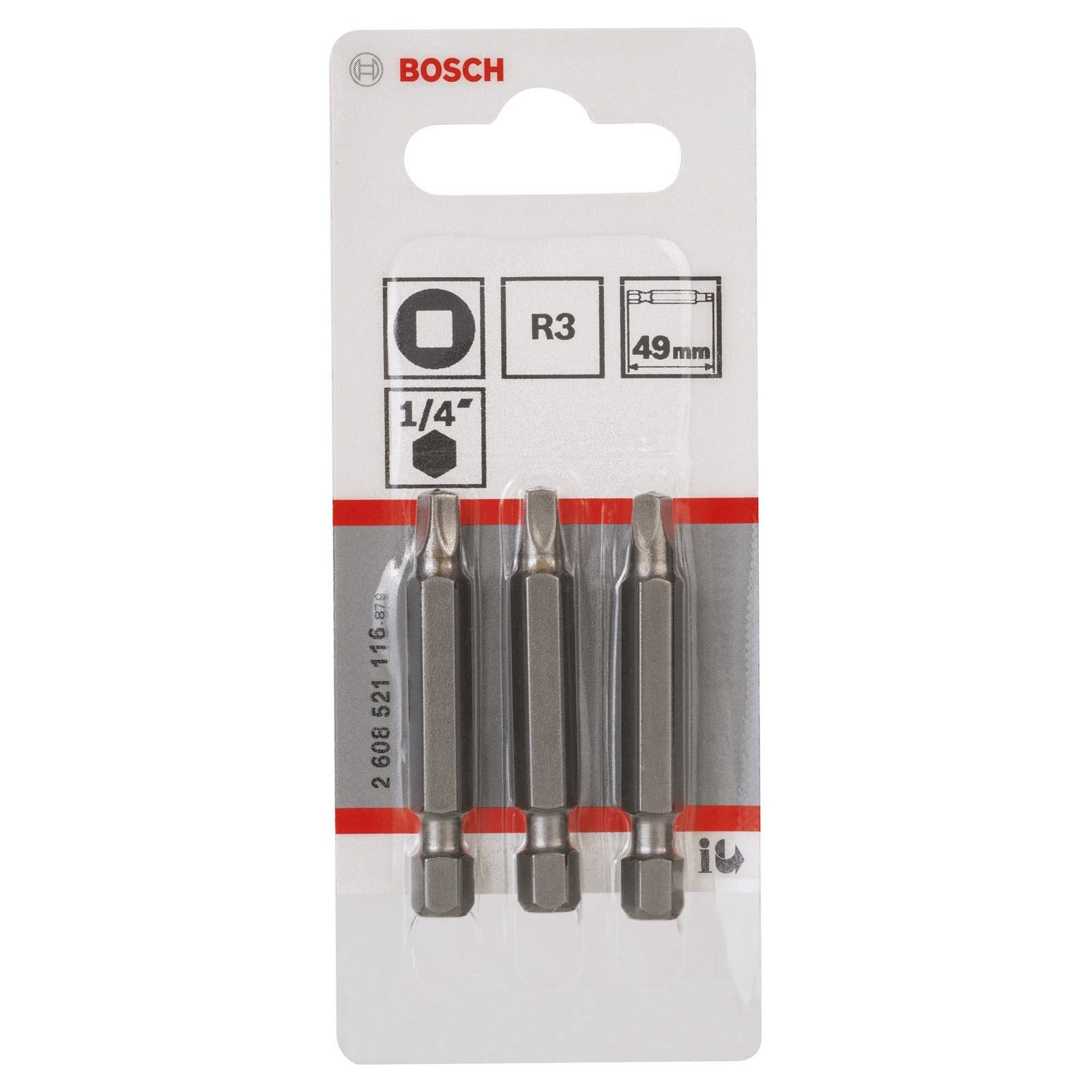 BOSCH Bit-Set Bosch 3x Schrauberbit Extra-Hart, R3, 49 mm - 2608521116