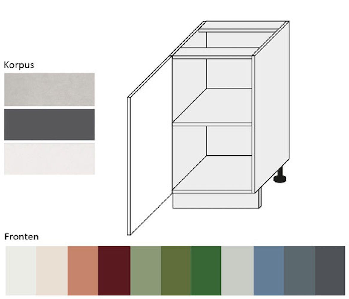 Hochglanz Korpusfarbe wählbar (Florence) Ausführung Unterschrank und 6001 Florence RAL 1-türig smaragdgrün Feldmann-Wohnen 45cm grifflos Front-,